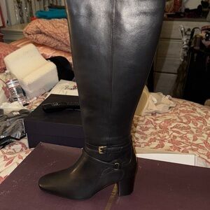 Johnston & Murphy Eleanor Black Over the Knee Boots